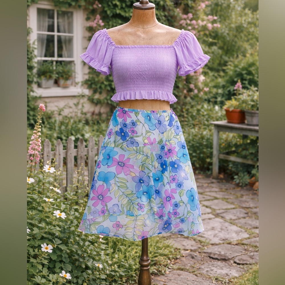Vintage Y2K Paper Doll Floral Skirt
